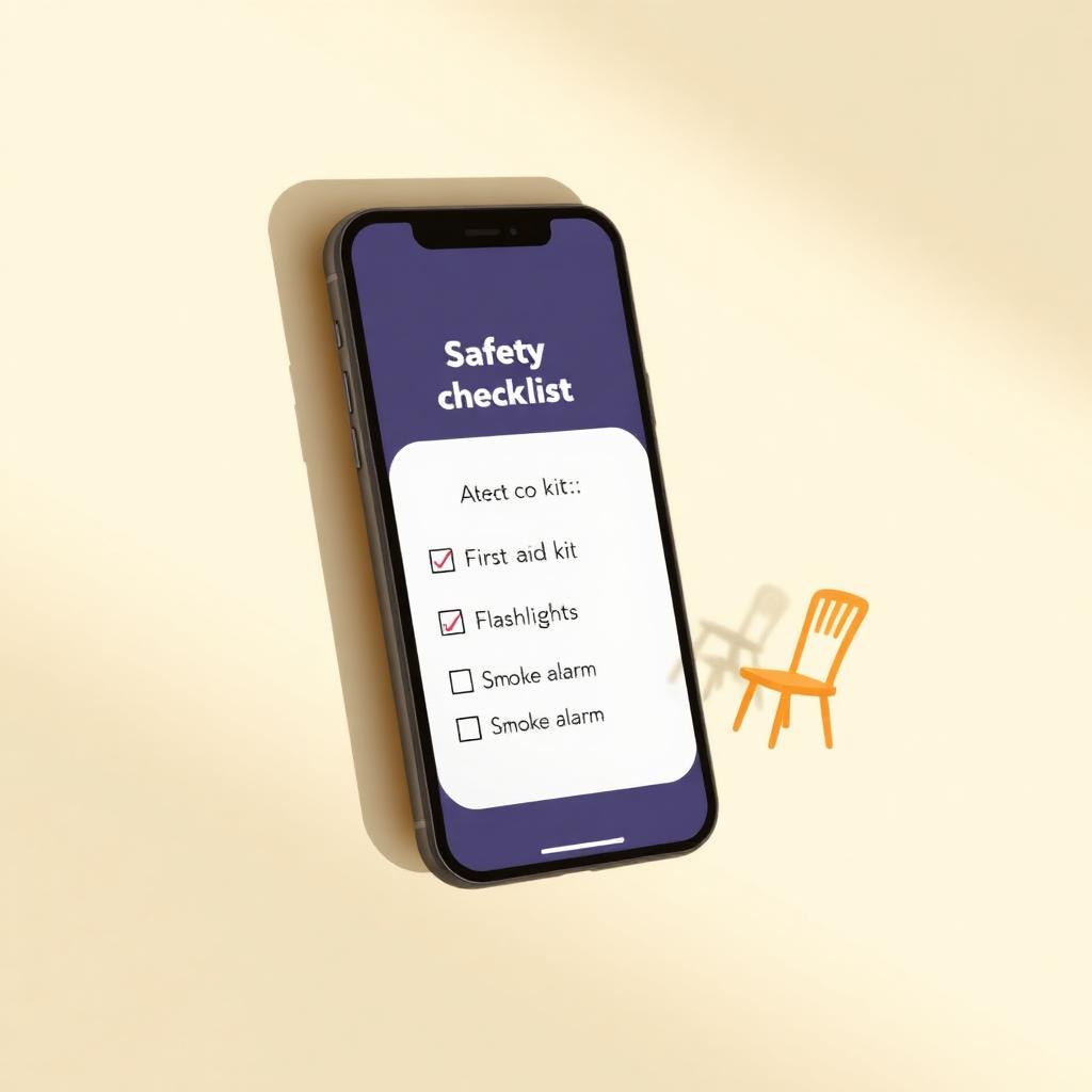 Phone showing a safety checklist